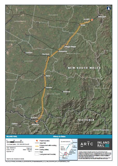 Albury to Illabo project map, June 2023