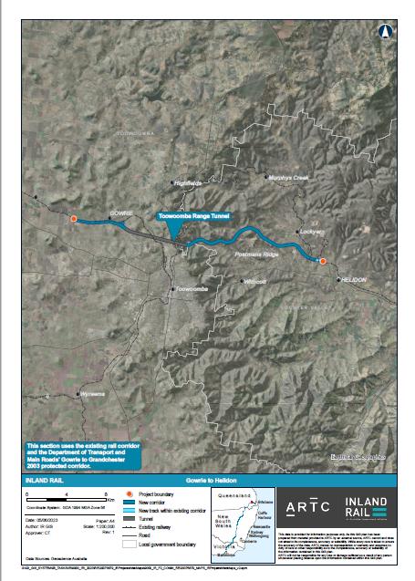 Thumbnail of Gowrie to Helidon project map, June 2023