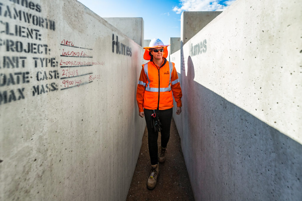 INLink employee inspecting construction site in Parkes to Narromine project, NSW