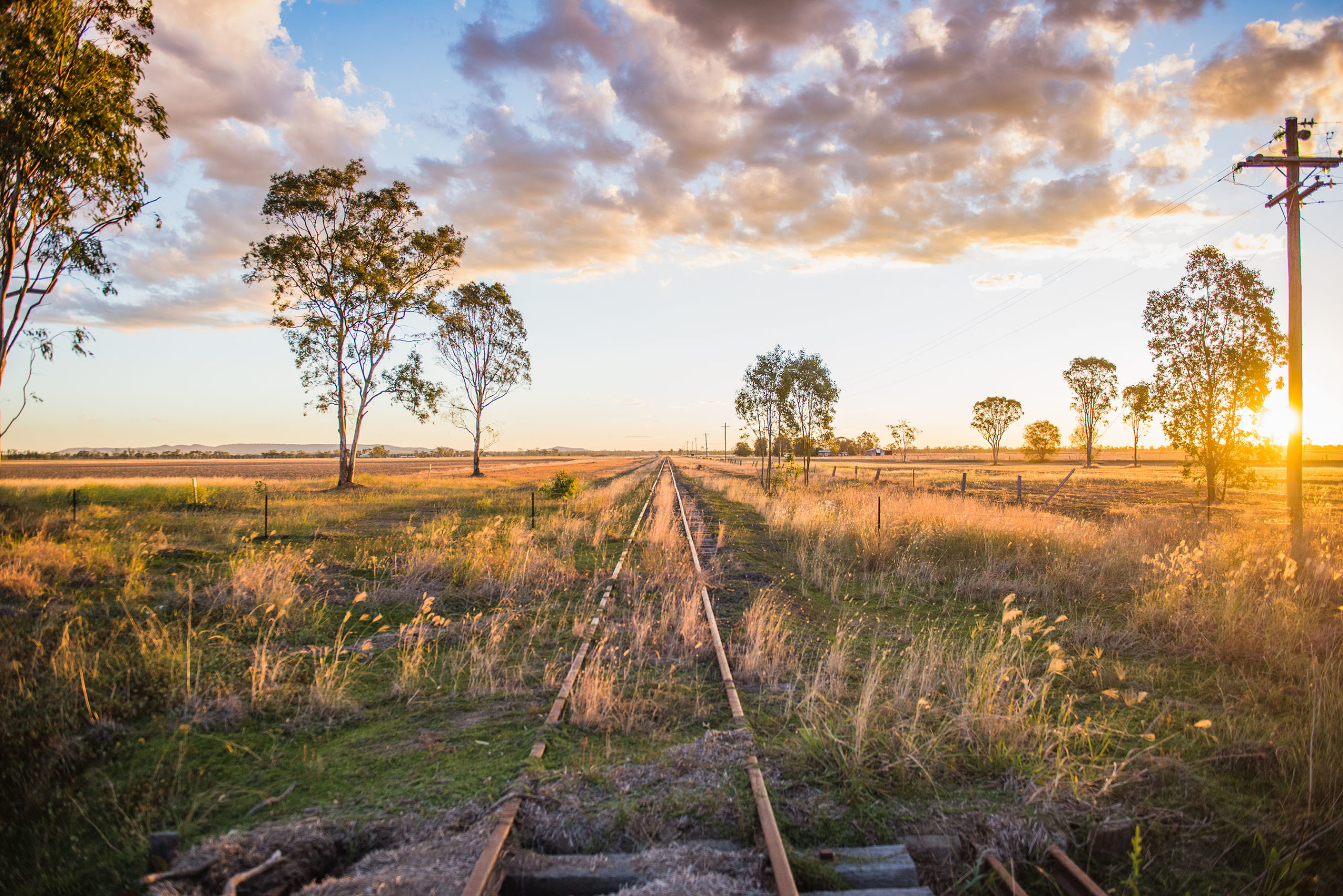 Existing railway line at Yandilla, Queensland.