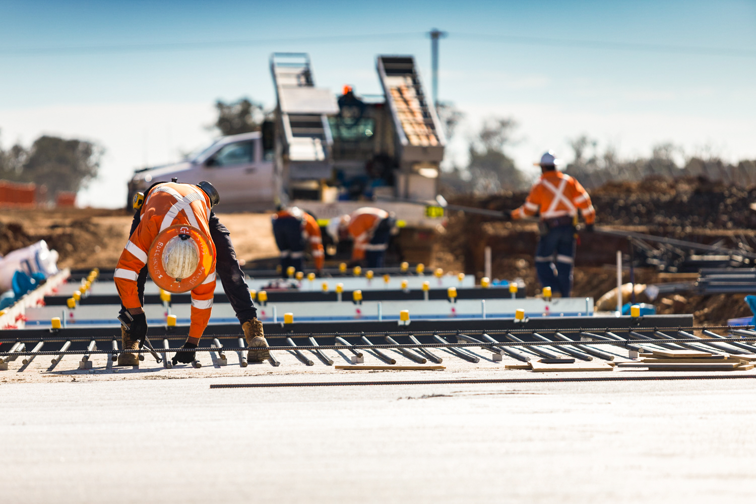 Preparation of concrete culvert bases on Parkes to Narwonah section of Inland Rail, New South Wales.