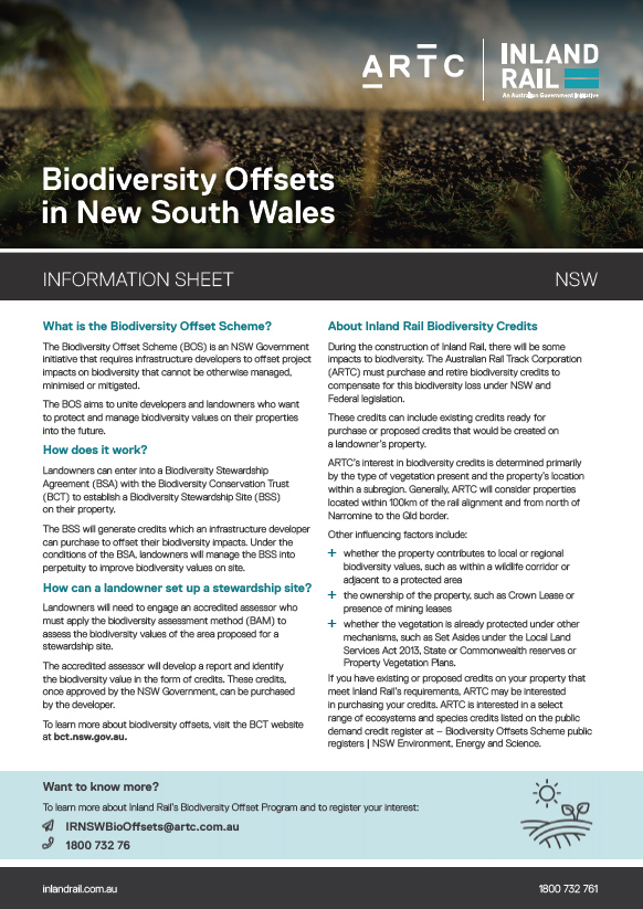 Thumb of biodiversity offsets in NSW fact sheet