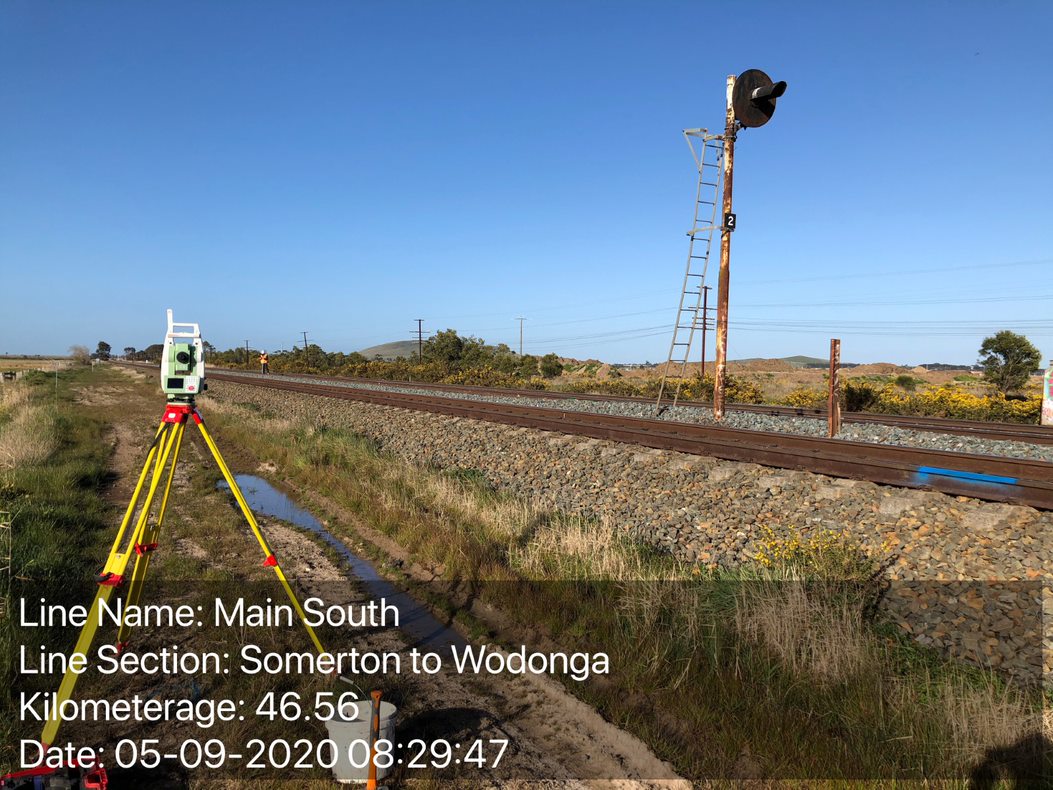 Signal surveys on a rail track.