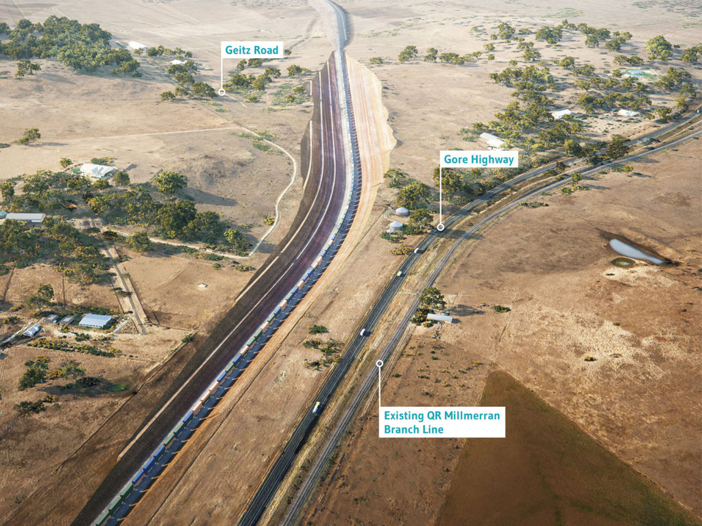 View of the NSW/Qld Border to Gowrie project reference design looking north-east towards Geitz Road, Southbrook
