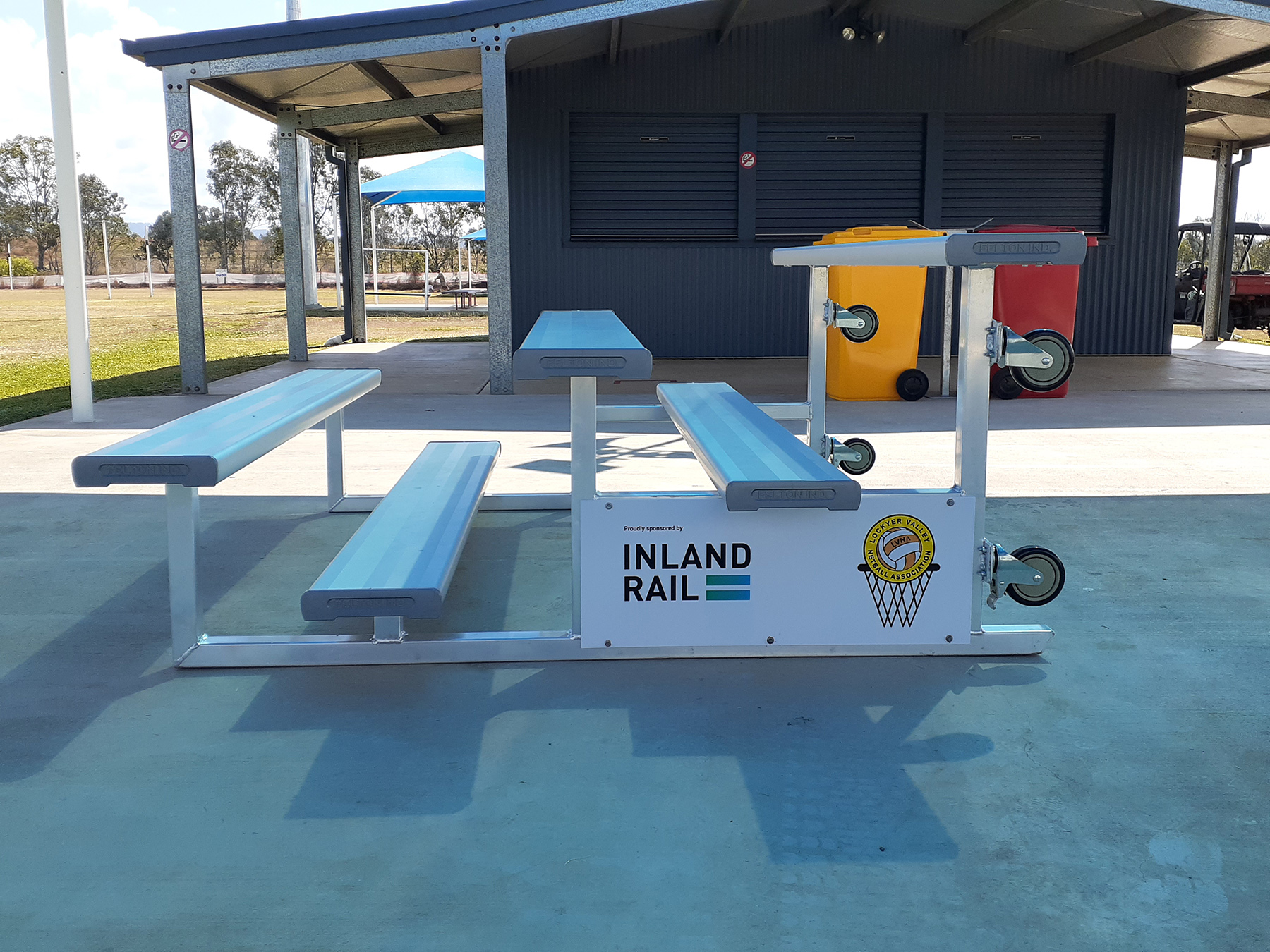 Netball stands sponsored by Inland Rail