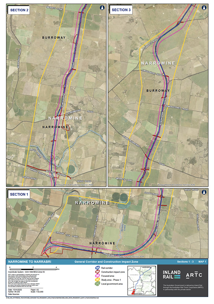 Thumbnail image of the Narromine to Narrabri detailed project map