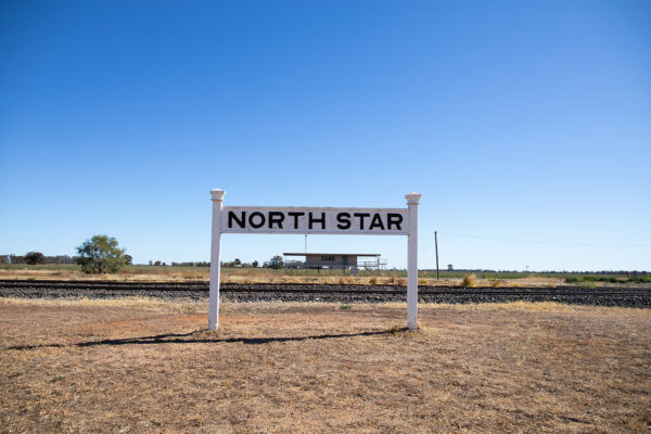 North Star sign outside the railway station