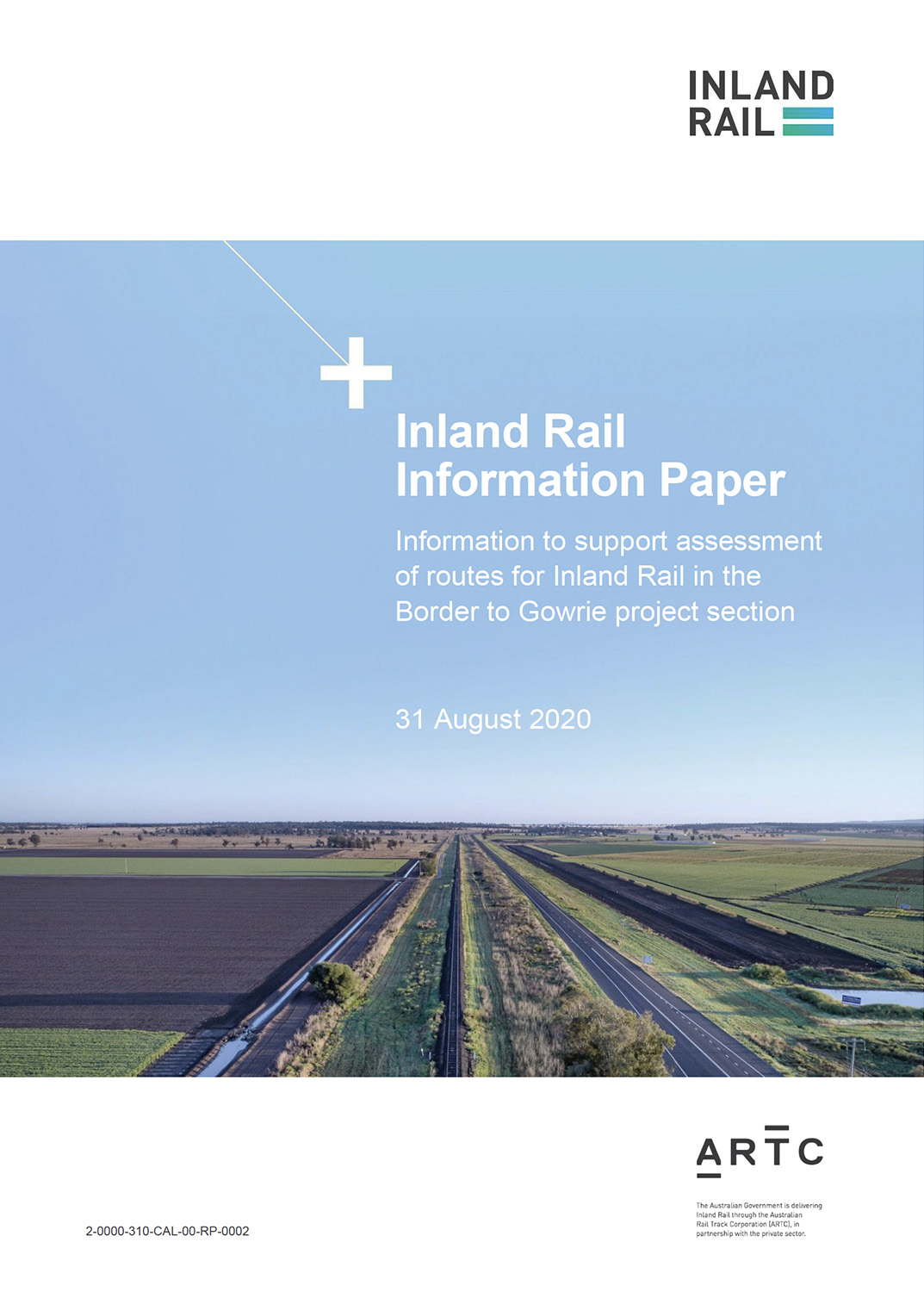 Thumbnail image of the cover page of the Information to support assessment of routes for Inland Rail in the Border to Gowrie project section document