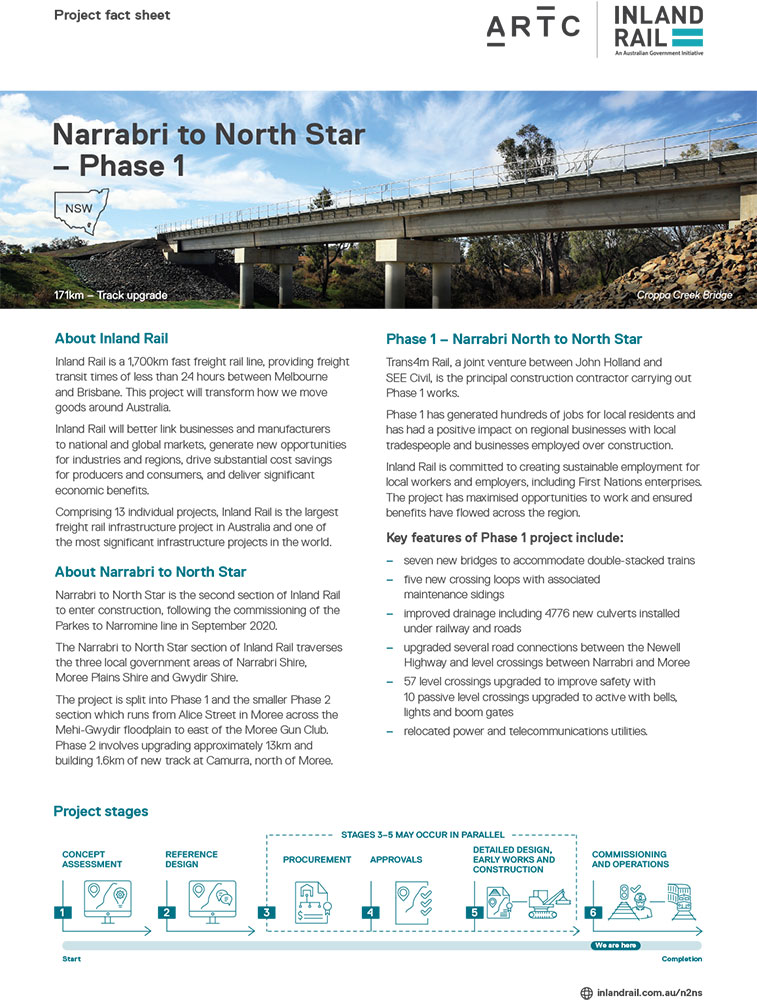 Thumbnail image of Narrabri to North Star Phase 1 project fact sheet
