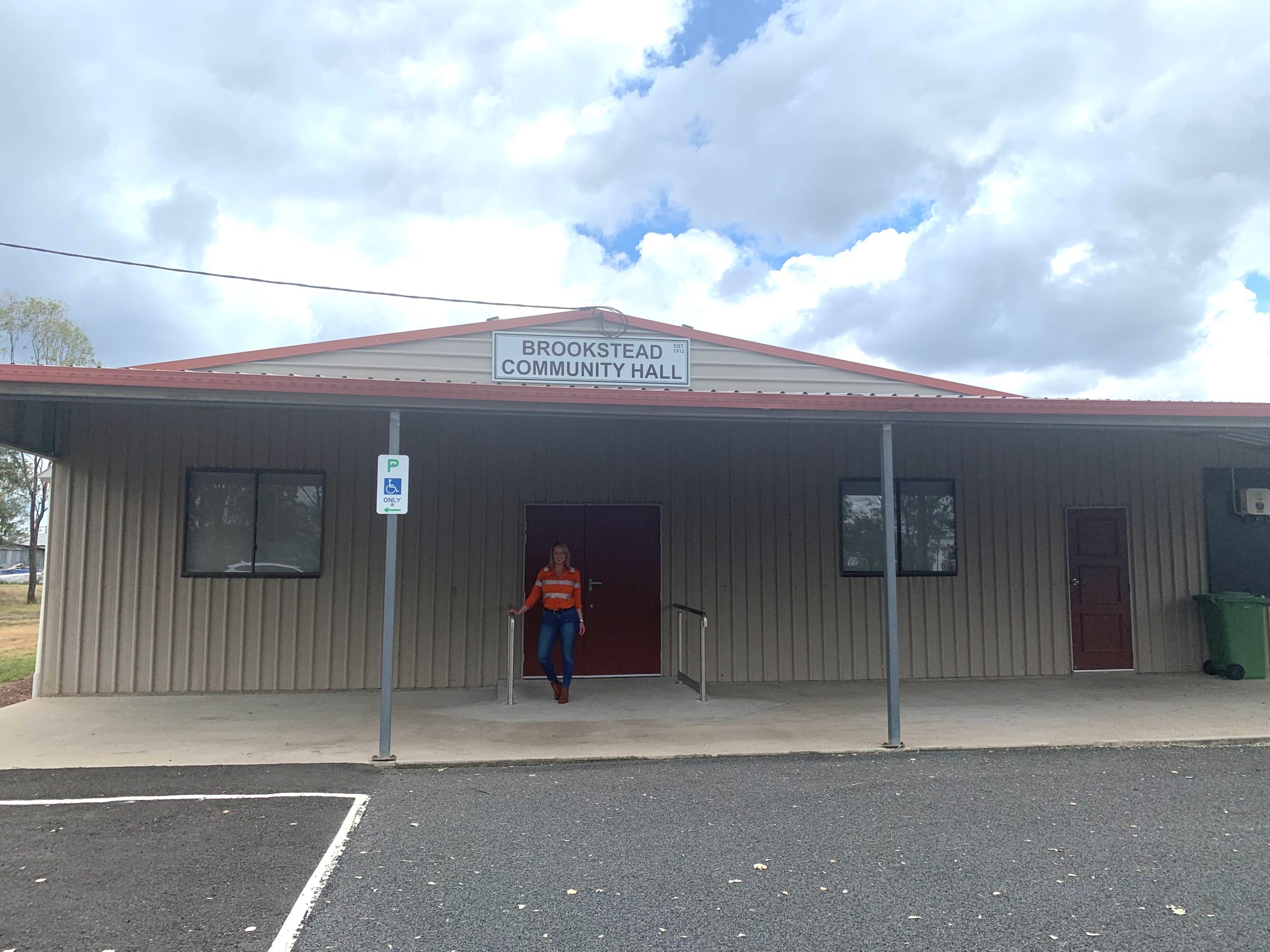 Brookstead Community Hall’s new sign purchased through the Inland Rail Community Sponsorships and Donations program