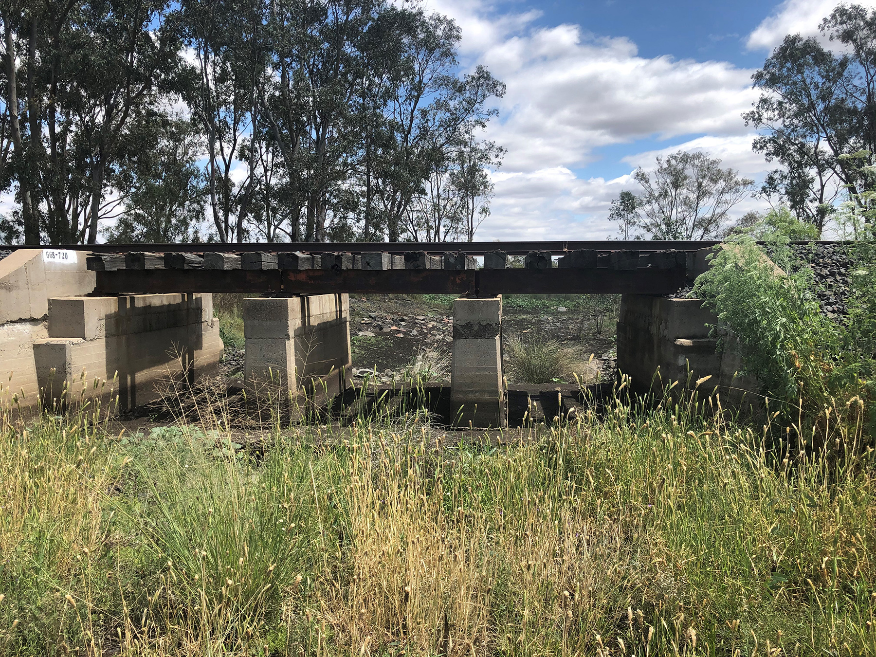 Rail Bridge running over a dry river bed