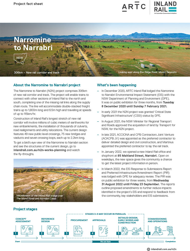 Thumbnail image of Narromine to Narrabri Project Fact Sheet