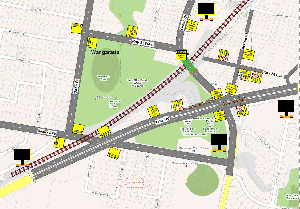 Map showing planned detours for Green Street closure 