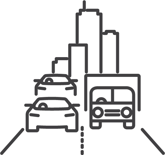 Icon depicting less road congestion