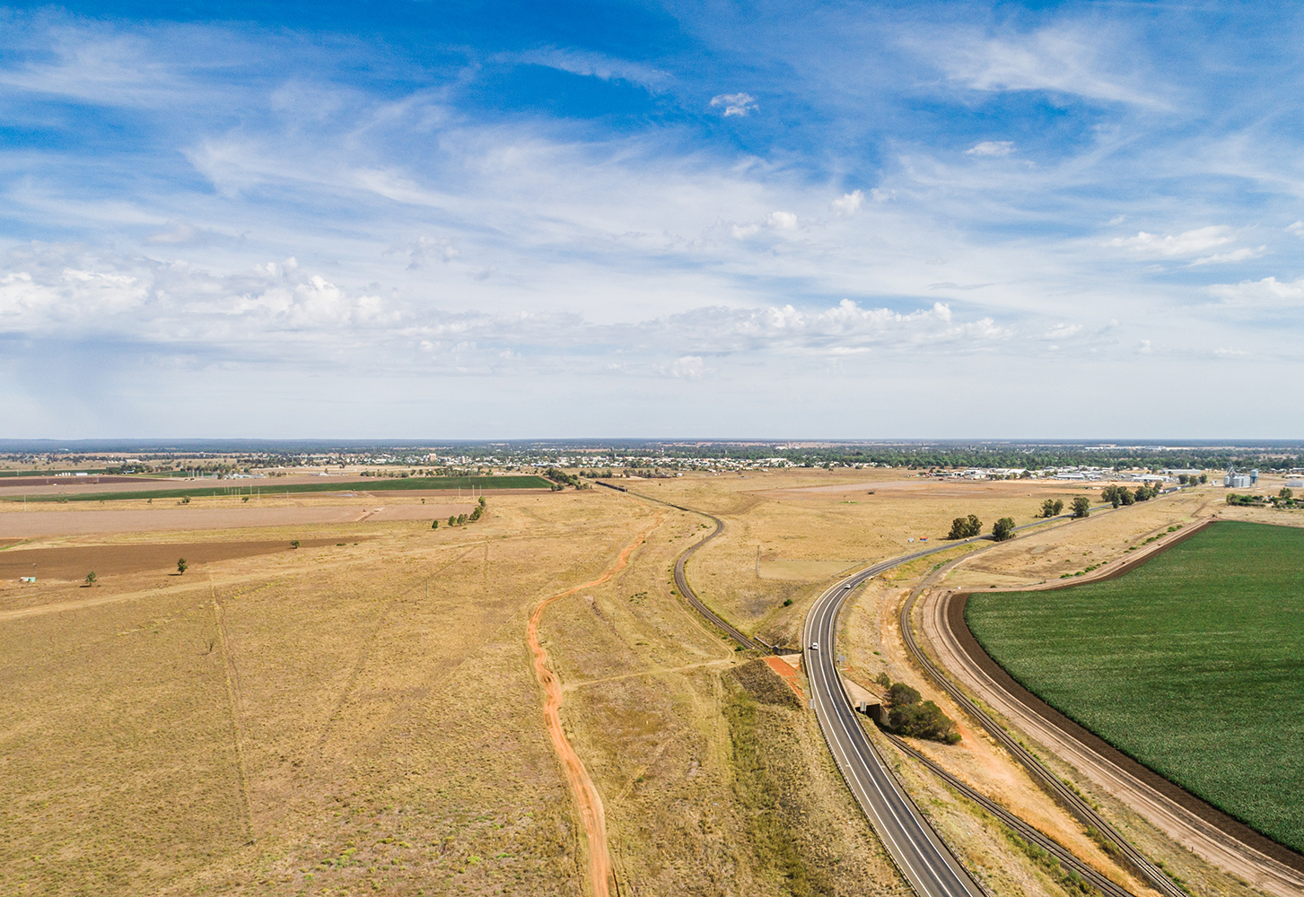 Aerial view of farmland north of Narrabri