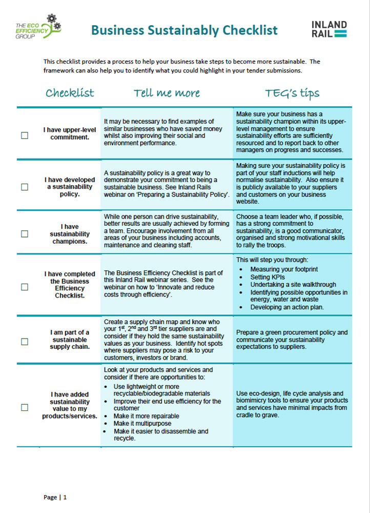 Thumbnail image of Sustainability Checklist document