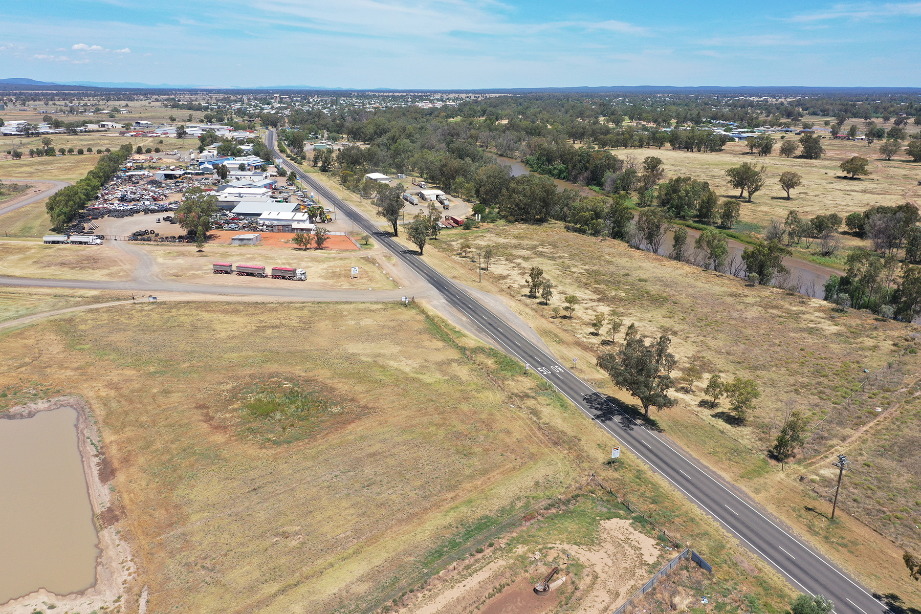 View looking South East over the Kamilaroi Highway, Narrabri