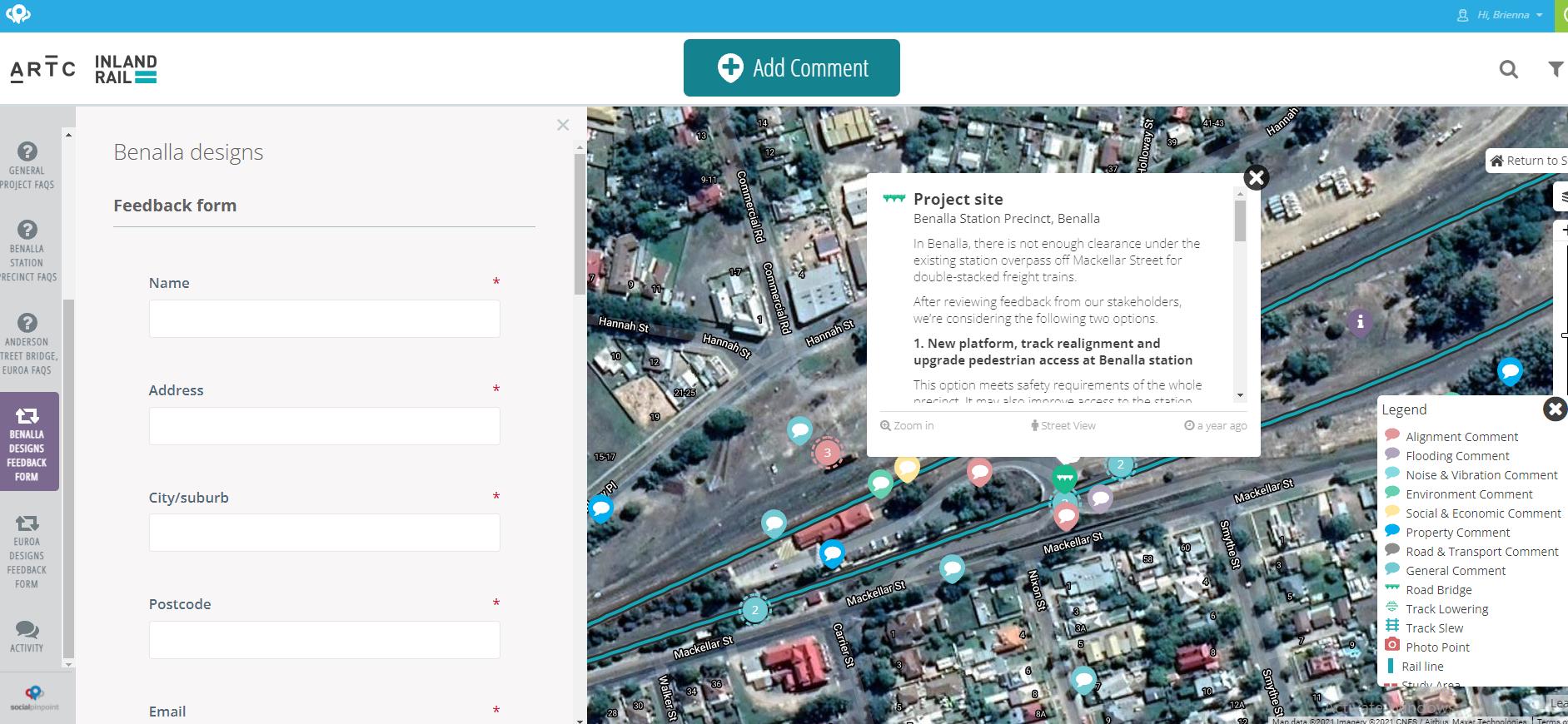 Benalla social pinpoint interactive map