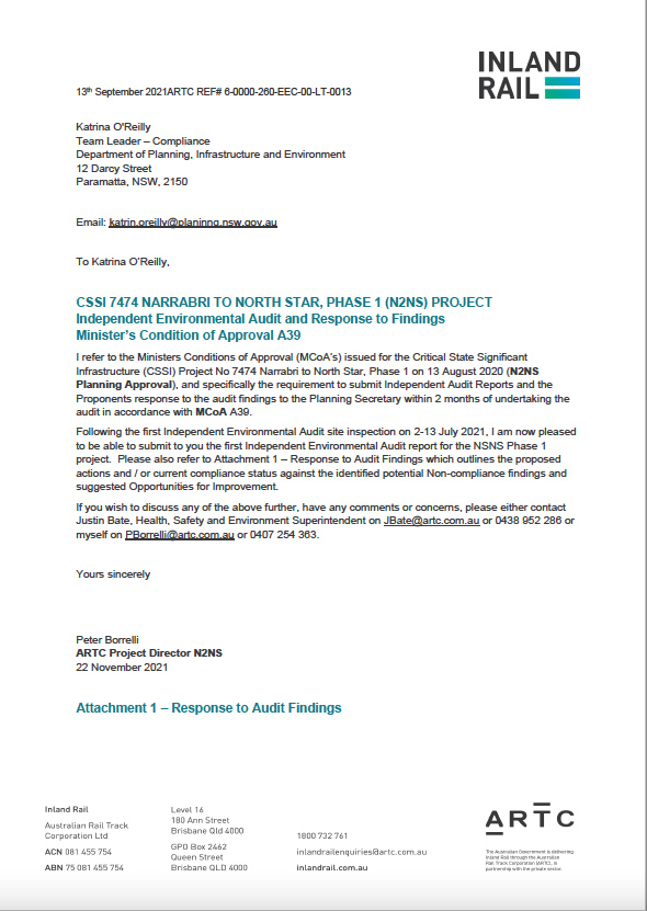 Thumbnail of independent Environmental Audit findings response November 21 document