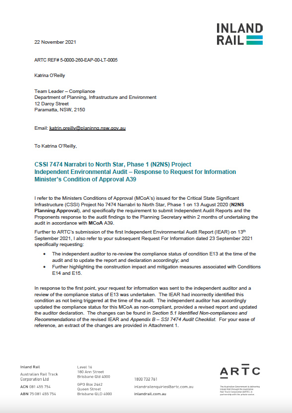 Thumbnail of independent Environmental Audit findings response to request for information November 21 document