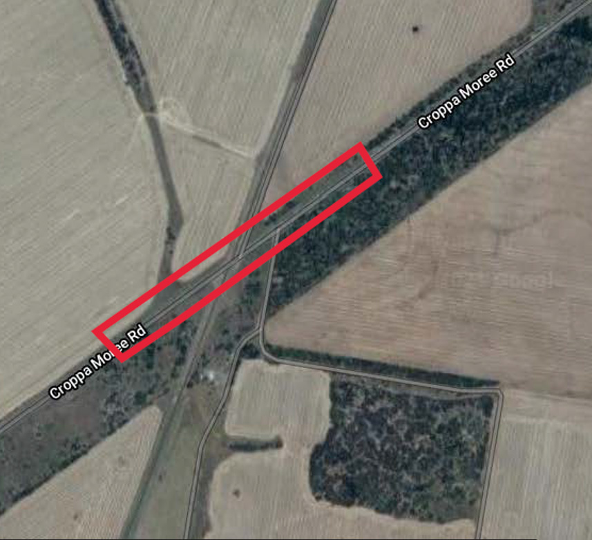 Map showing level crossing works at Croppa-Moree Road NSW 2411