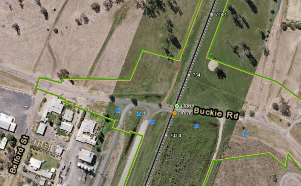 Map showing temporary traffic changes at Buckie Road, Croppa Creek, NSW, 2400