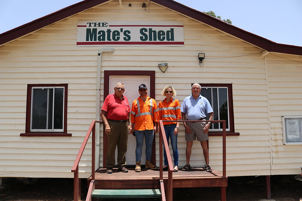 Past recipients of the Inland Rail Sponsorships and Donations program, Inglewood Mate’s Shed, with members of the stakeholder engagement team