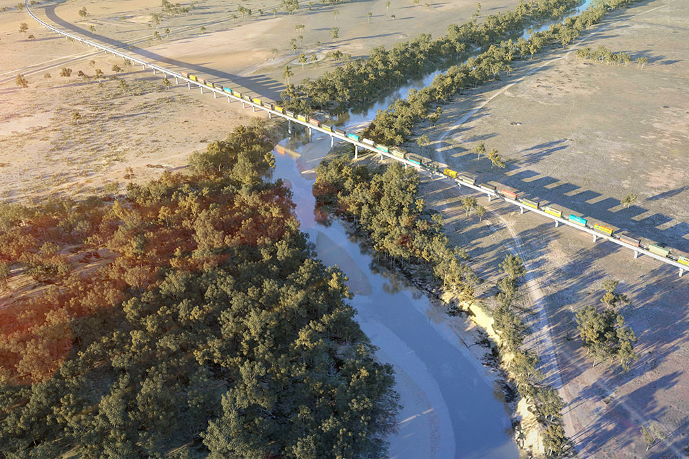 Visualisation of the proposed viaduct across the Macintyre River