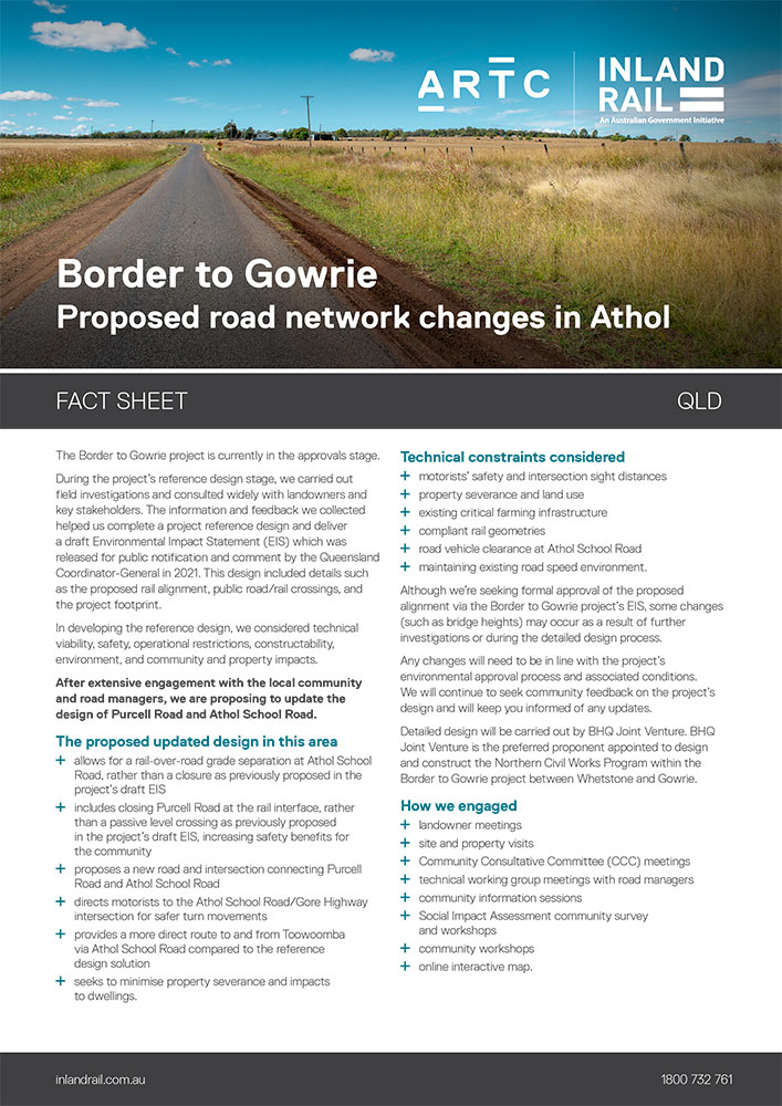 Thumbnail image of Border to Gowire - Proposed road network changes in Athol - Fact Sheet