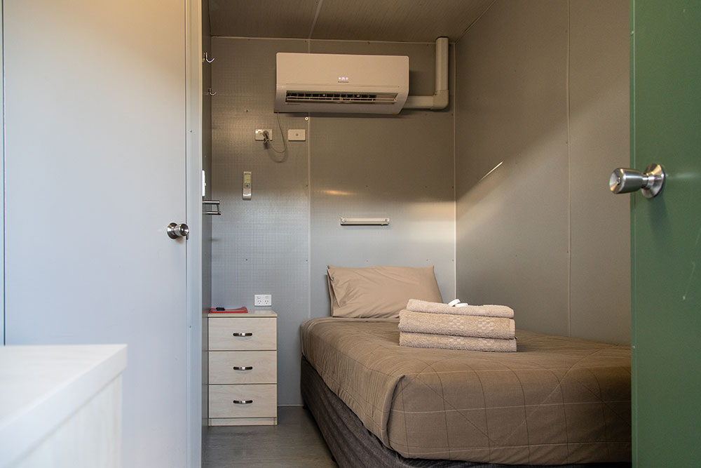 View into a typical room at the Moree Accommodation Village