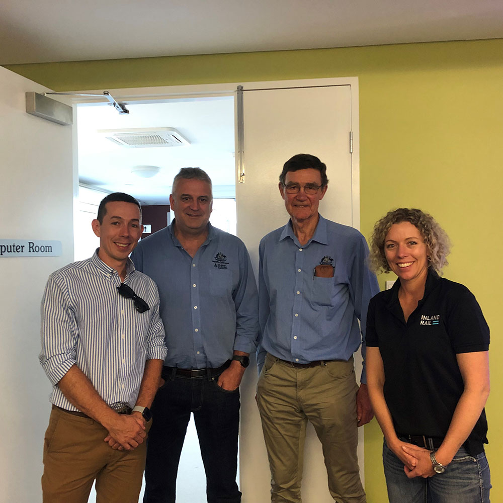 Inland Rail representatives John Carr and Naomi Tonscheck with Murray-Darling Downs Basin Authority Acting Chief Executive Andrew Reynolds and Chair Sir Angus Houston