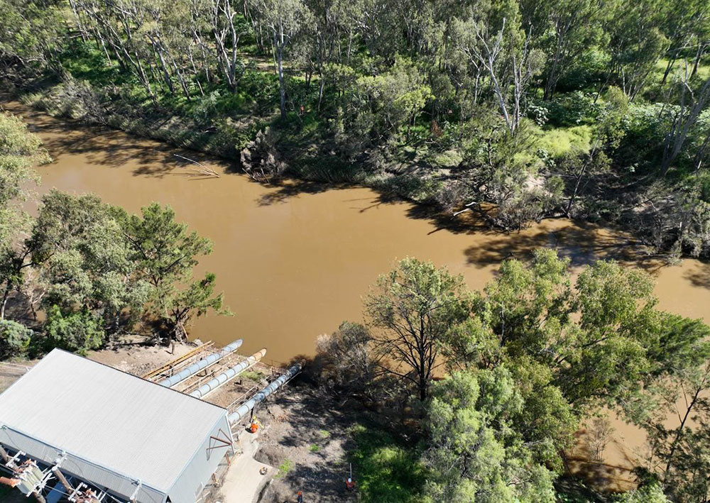 Aerial view of the Macintyre River, New South Wales, Queensland