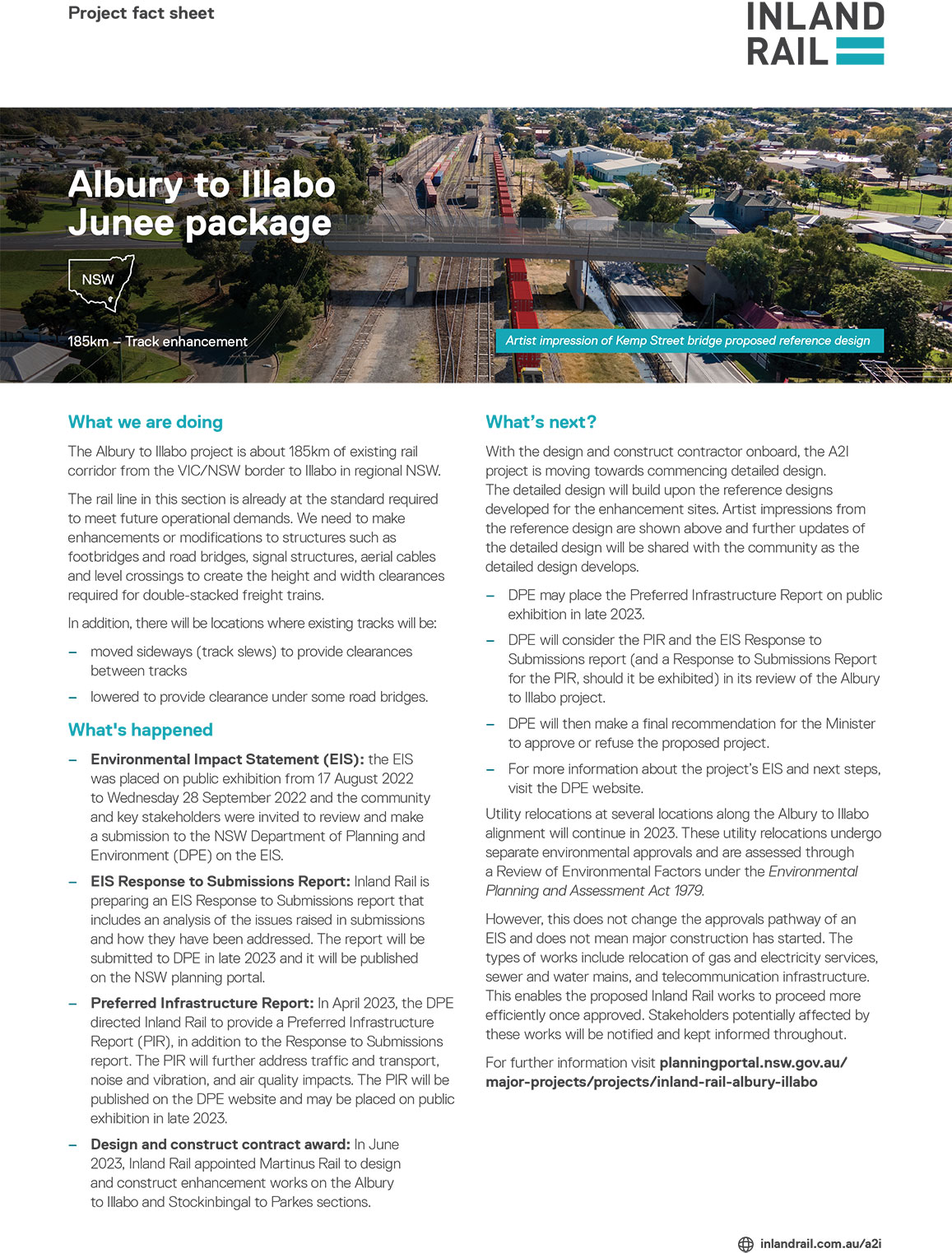Image thumbnail for Albury to Illabo – Junee package project fact sheet