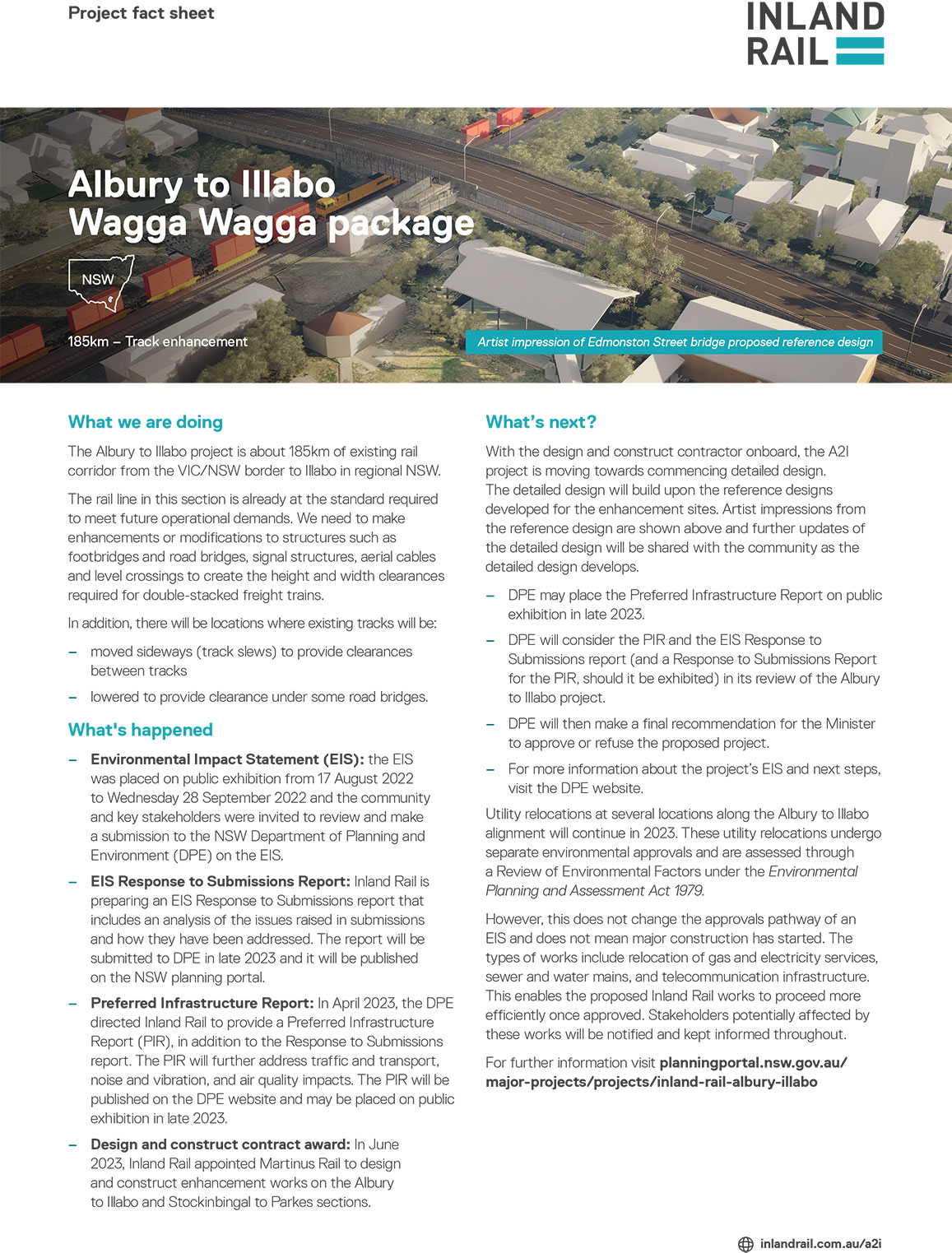 Image thumbnail of Albury to Illabo – Wagga Wagga package project fact sheet
