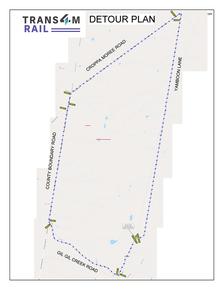 Traffic detour map of the Crooble Road Temporary Traffic Changes in May 2022