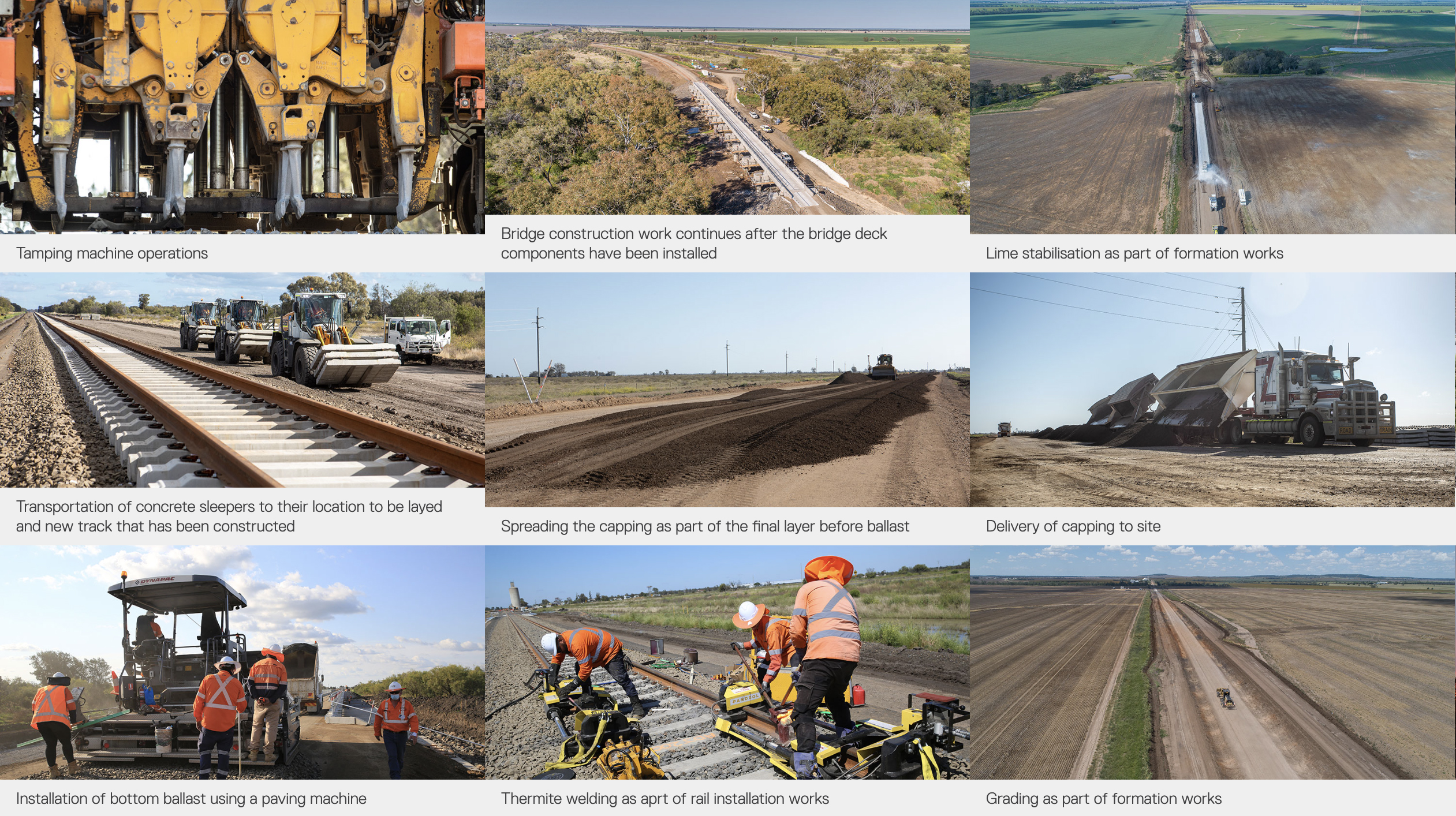 Screen capture of photogallery thumbnails images showing construction of railway