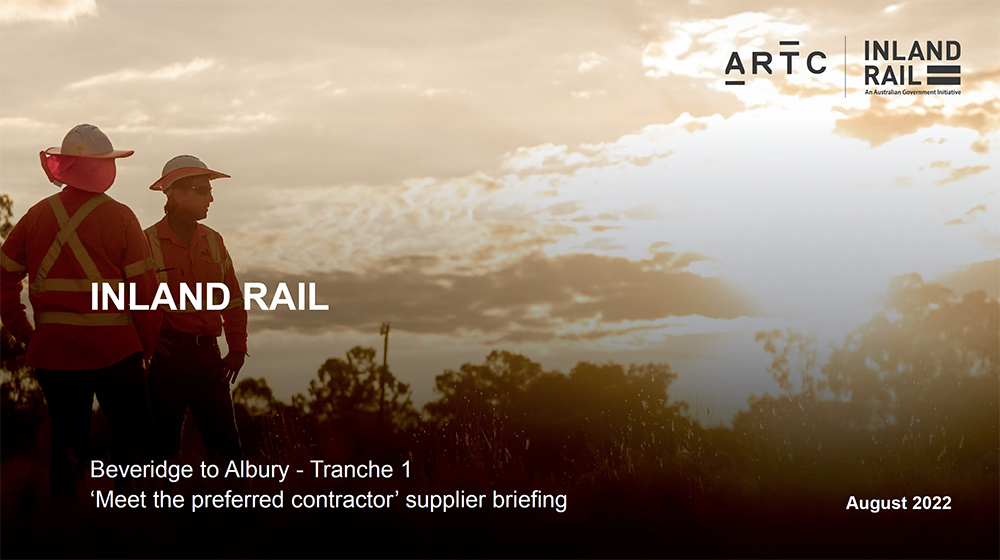 Thumbnail image of the Beveridge to Albury (Tranche 1) 'meet the preferred contractor' supplier briefing presentation document