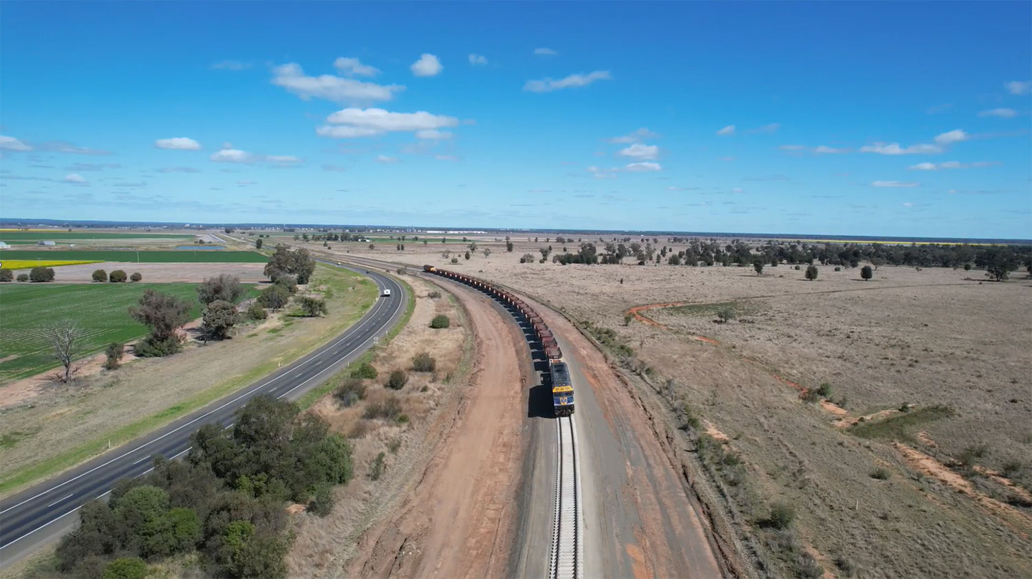 Ballast train arriving at a site just north of Narrabri