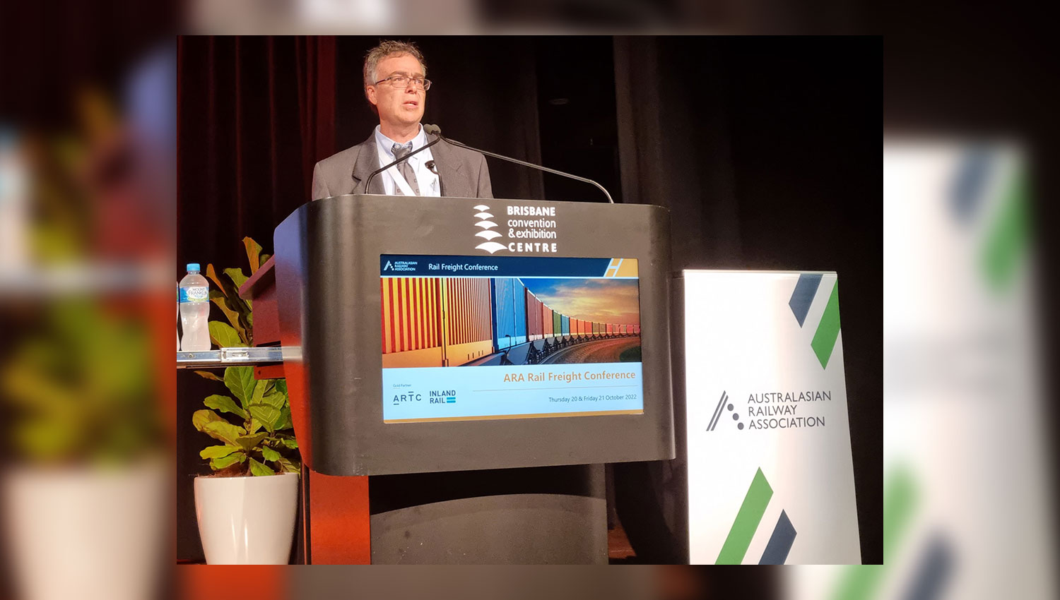 Peter Borrelli, Inland Rail Project Director on N2NS speaking at the Australasian Railway Association annual Rail Freight Conference in Brisbane