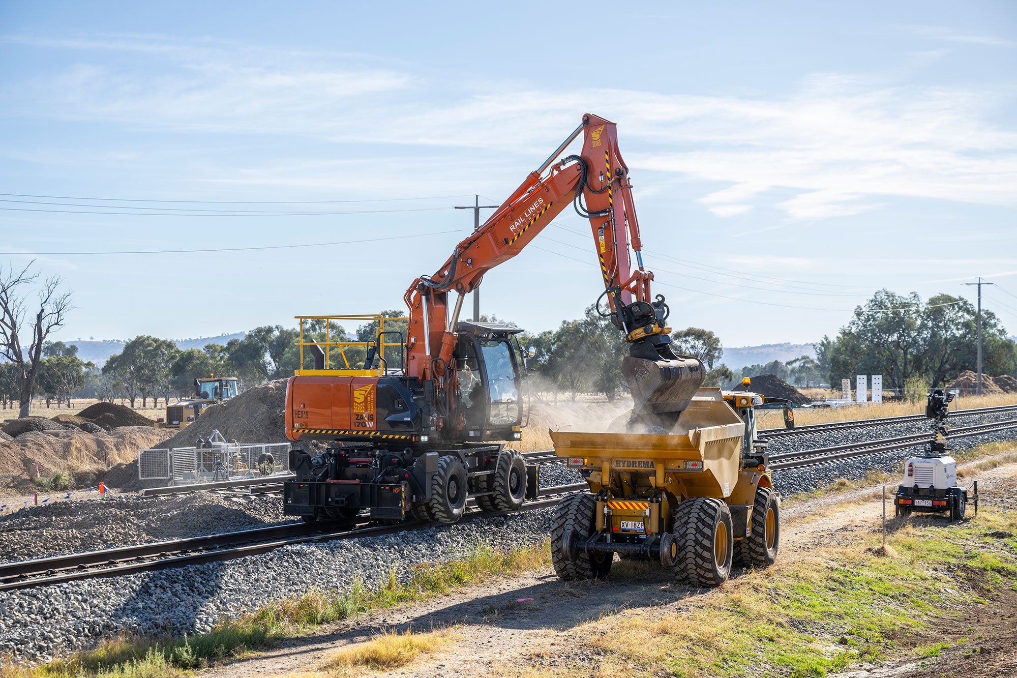 Ballast beting removed prior to excavation at Murray Valley Highway, Barnawartha North during March 2023 60-hour shutdown