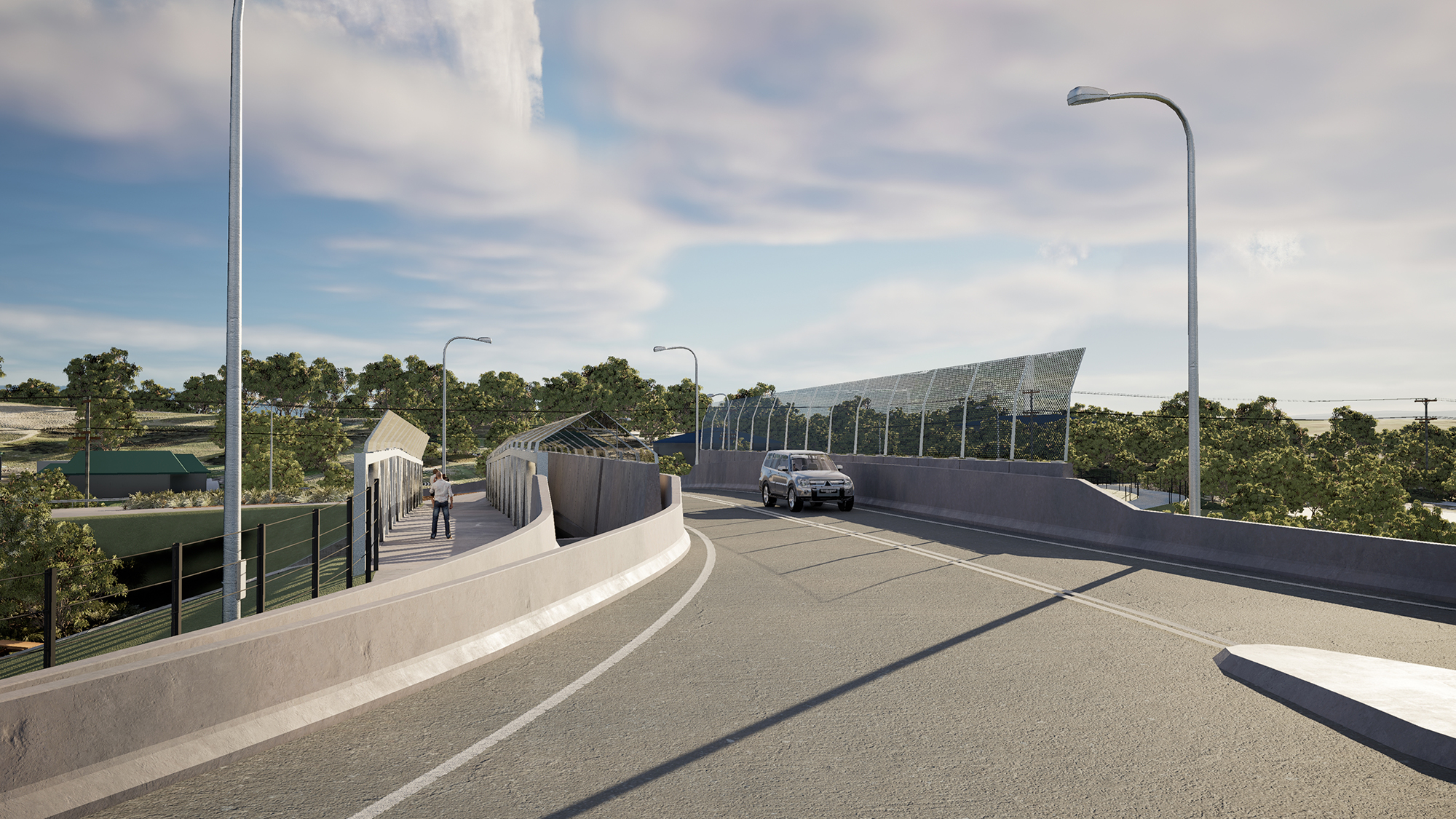 Visualisation of the dedicated shared-user path, improving safety for those crossing the bridge