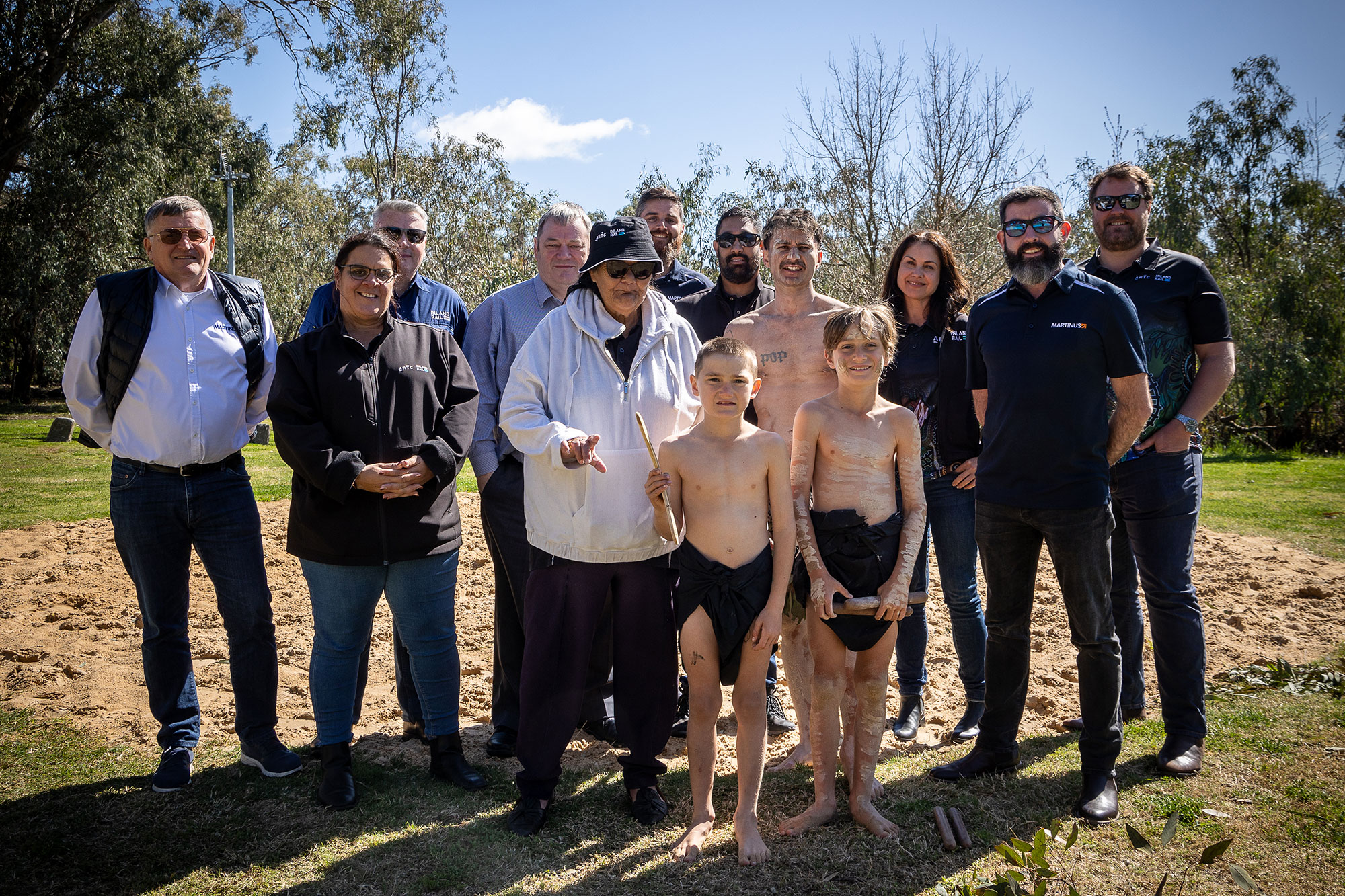 Inland Rail and Martinus Rail employees at the Forbes Wiradjuri Dreaming Centre, Forbes