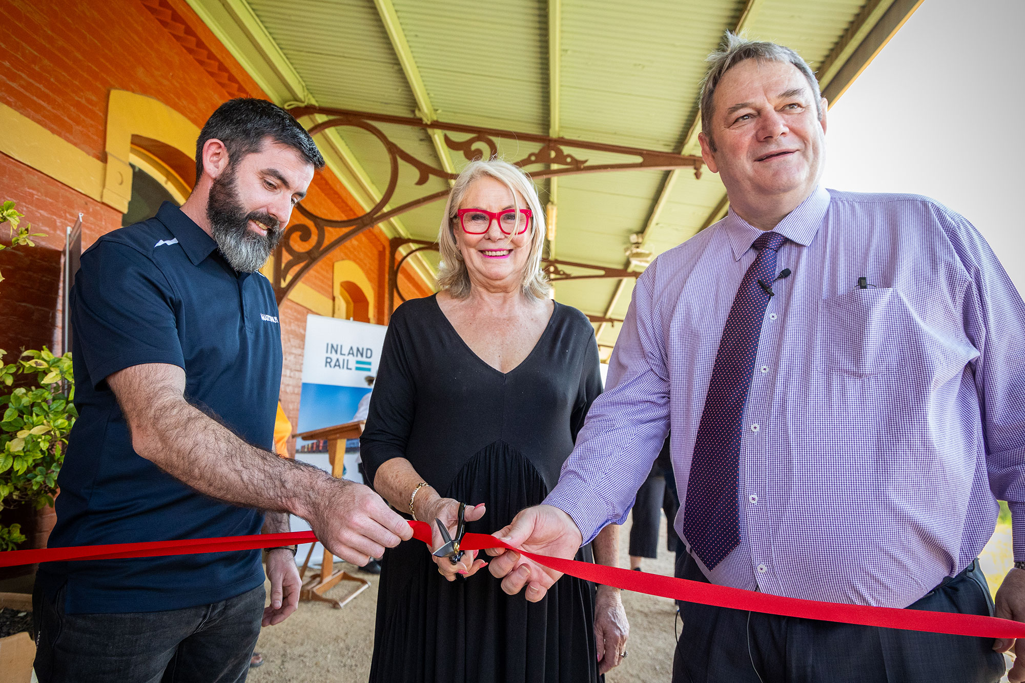 Gavin Murphy (Martinus Project Director), Cr Phyllis Miller OAM (Mayor of Forbes), Melvyn Maylin (Inland Rail Director Program Delivery, Albury to Parkes)