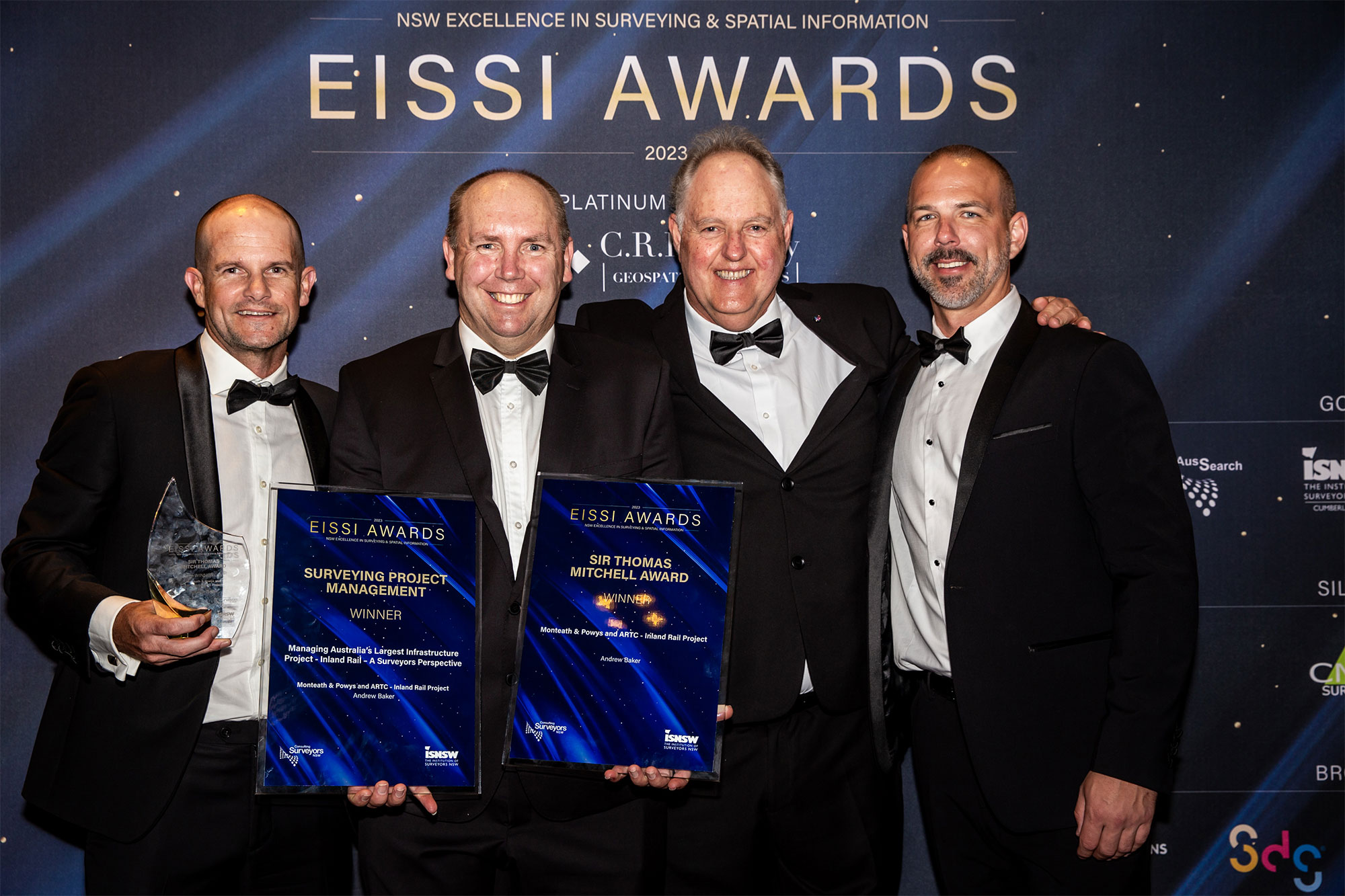 Mark Pierce, Andrew Baker, Brett Kittel, Matthew Jasiulec at the Surveying and Spatial Information (EISSI) Awards