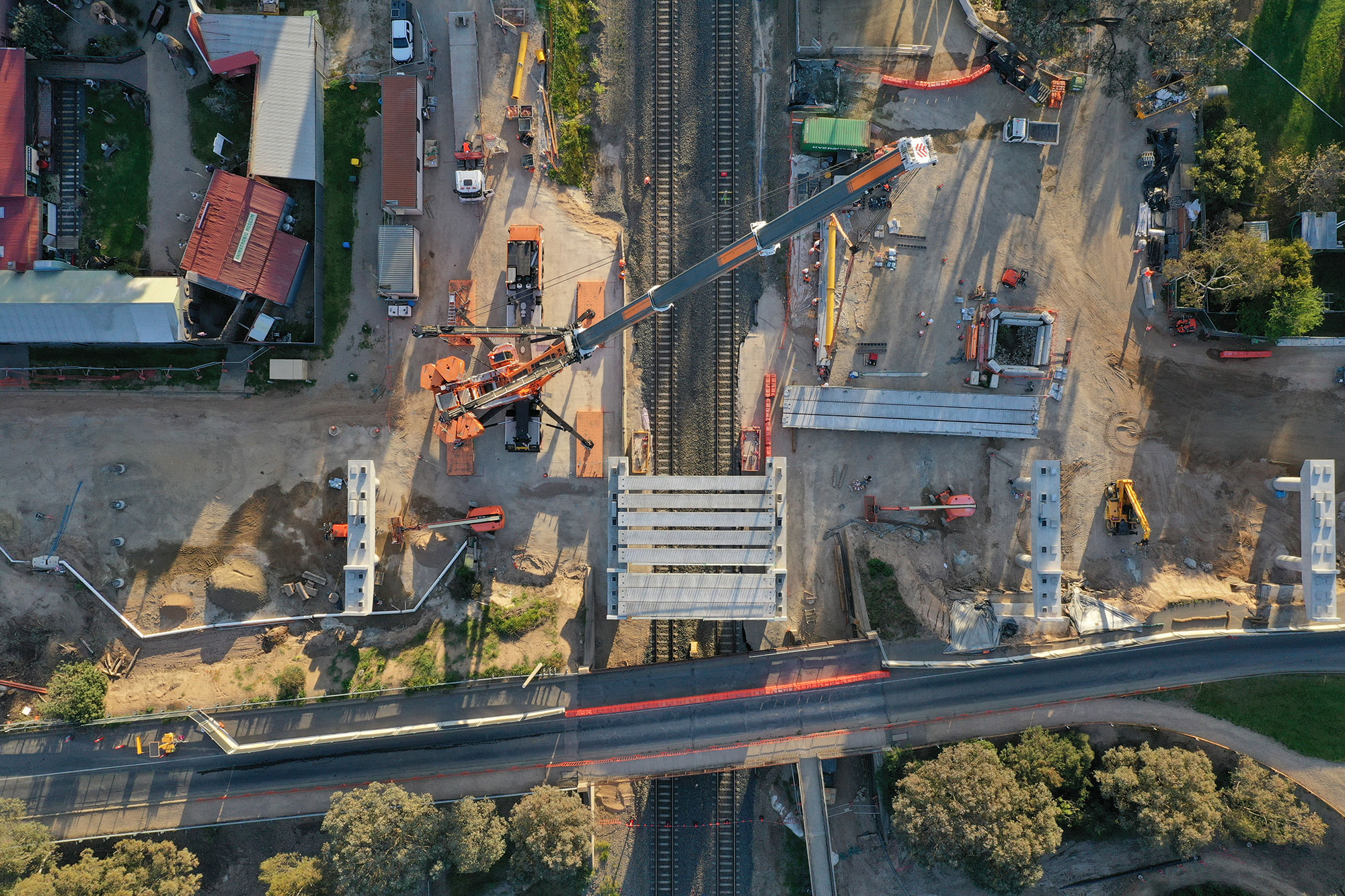 Birds-eye view of Beaconsfield Parade bridge beams