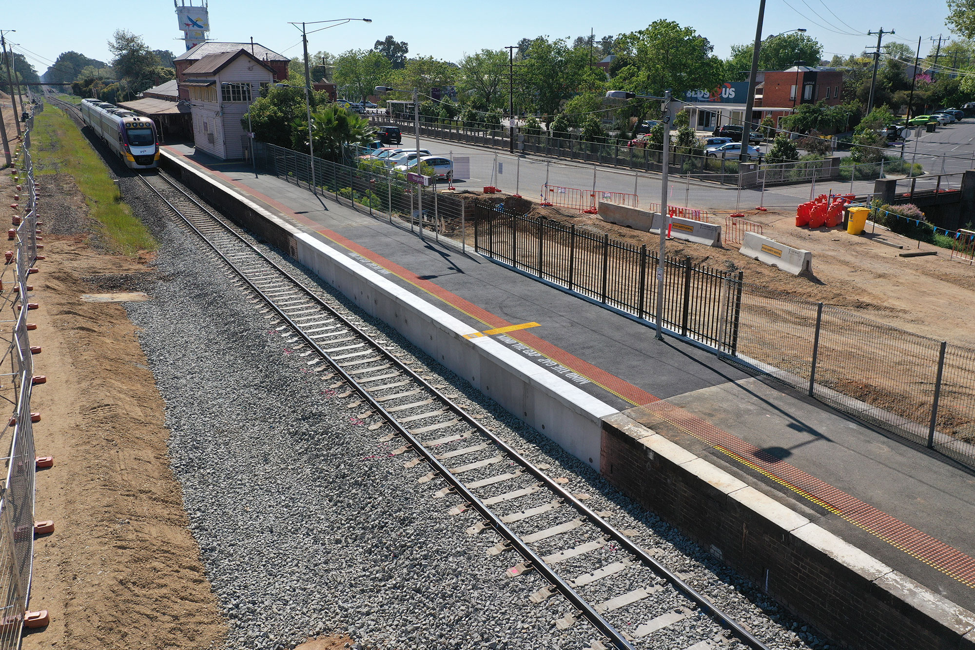 The Wangaratta Station platform and track are re-instated with the underpass now installed