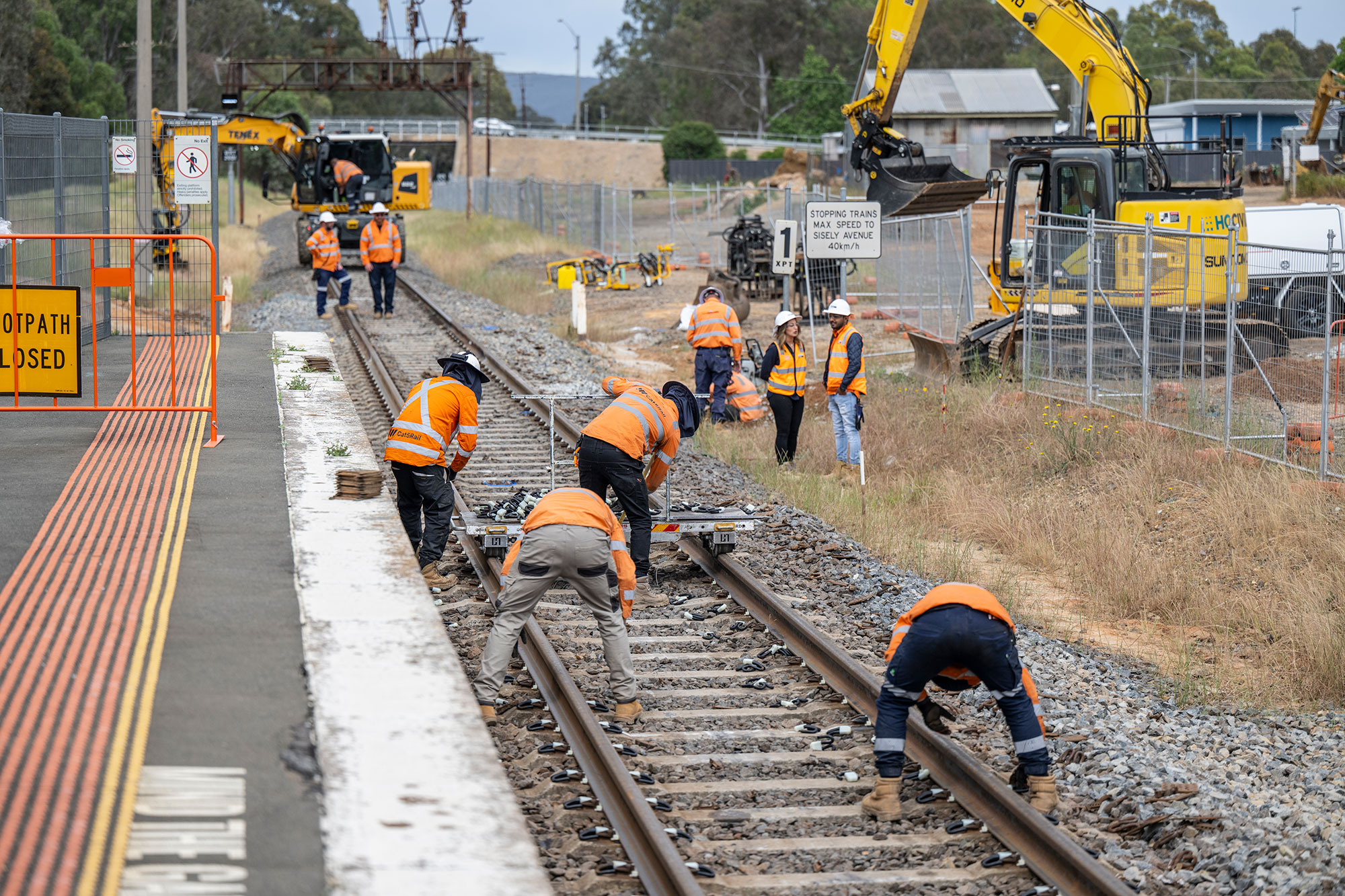 Track upgrades are undertaken at Wangaratta Station ahead of relocating the freight line and constructing the new platform
