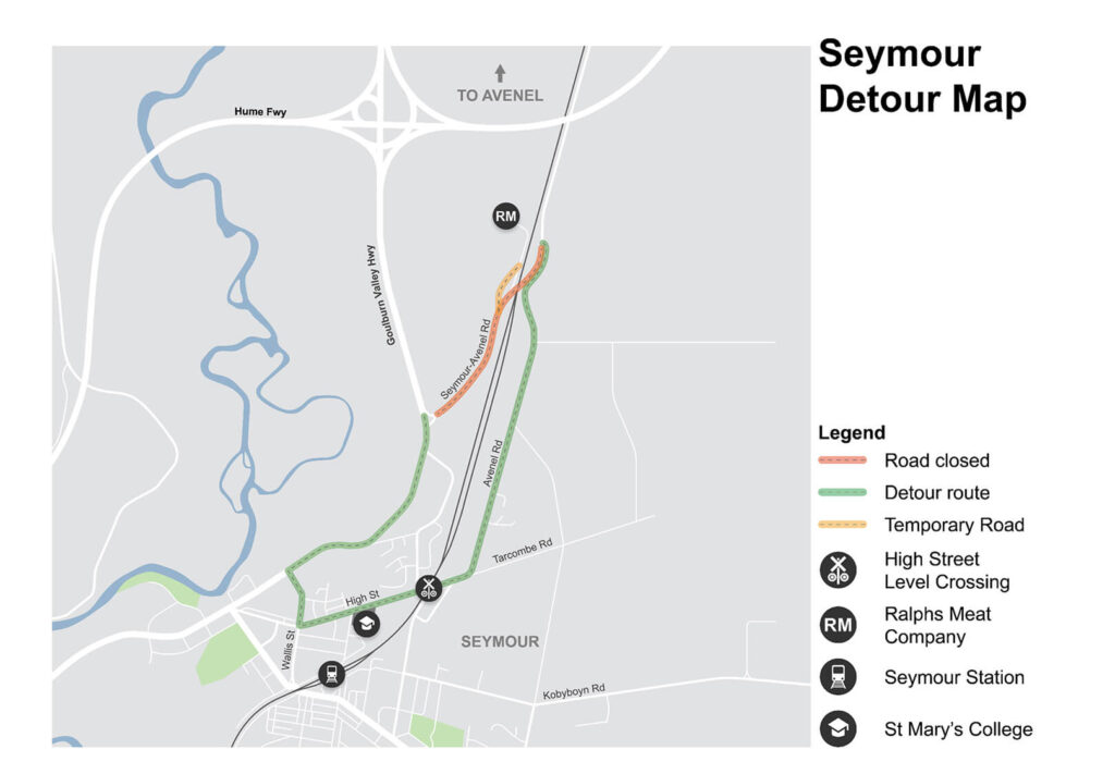 Seymour-Avenel Rd bridge works detour map