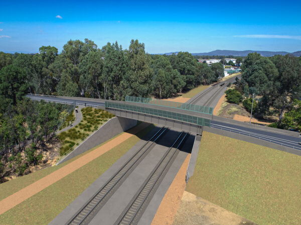 Green Street Bridge aerial level, showing design view