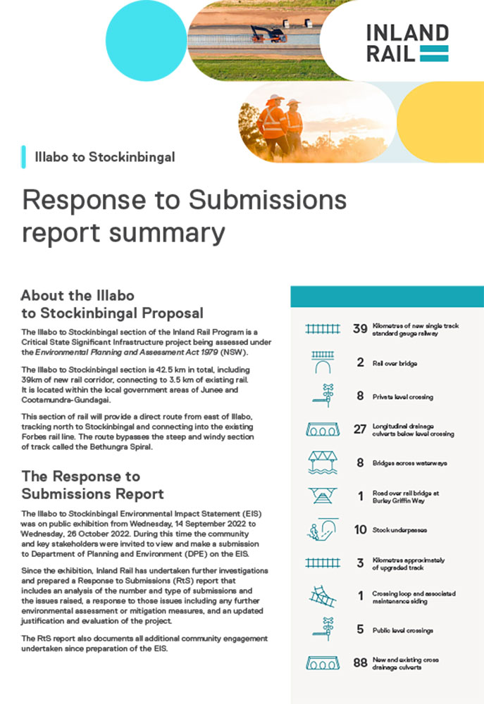 Thumbnail image of Illabo to Stockinbingal Response to Submissions Report Summary